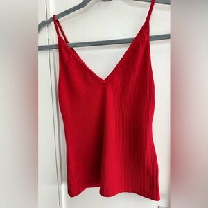 Reformation Red Ribbed V-Neck Camisole XS ✨